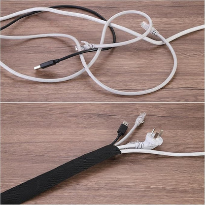 MECCANIXITY Braided Cable Sleeves Heat Shrinkable Fabric Sleeving, 1/4" 26ft Black 2:1 Ratio Heat Shrinkable Cord Protector for Harness Cable, Network Cable Protection, Cable Management