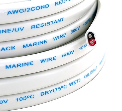 GS Power 100 Ft Duplex Marine Wire, 18 Gauge Wire, Oxygen-Free Tinned Copper 18 AWG Electrical Boat Wiring, Sheathed Copper Marine Grade Electrical Cable for Boat Automotive RV Camper Trailer
