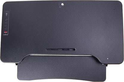 Rocelco 46" Electric Standing Desk Converter with AC Outlet USB Charger - Motorized Height Adjustable Sit Stand Up Triple Monitor Riser - Tabletop Workstation Large Keyboard Tray - Black (R EDRB-46)