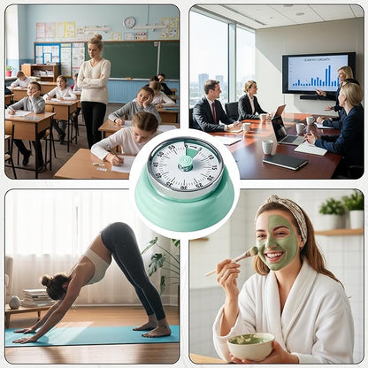 KwonfaiDelil 60-Minute Magnetic Visual Timer, Silent Operation and No Battery Needed, Time Management Tools for Kitchen, Homeschool Desk, Office Meetings & Home Learning Timer (Green)
