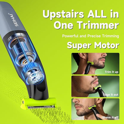 SEIHAI Body Hair Trimmer for Men, Painless Electric Beard Trimmer, Groin Trimmer for Pubic Hair, Chest, Legs, Bikini, Waterproof & USB-C with Self-Sharpening Blade Technology, with 6 Combs