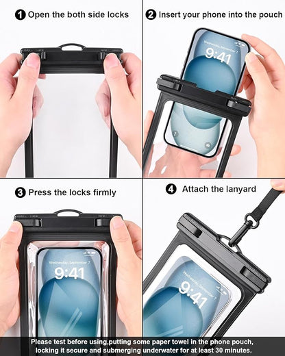 3-Pack Waterproof Phone Pouch for Cruise Essentials 2025, Beach Vacation Essentials for Cruise, Dry Bag for Travel Kayak Accessories, Water Proof Case for iPhone 15 14 13 12 Plus Pro Max Galaxy Pixel