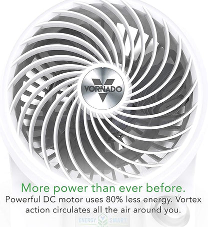Vornado 133DC Energy Smart Compact Air Circulator Fan with Variable Speed Control, Powerful Personal Cooling, Signature Vortex Action, Adjustable Tilt, Fan for Bedroom, Kitchen, and Home, White
