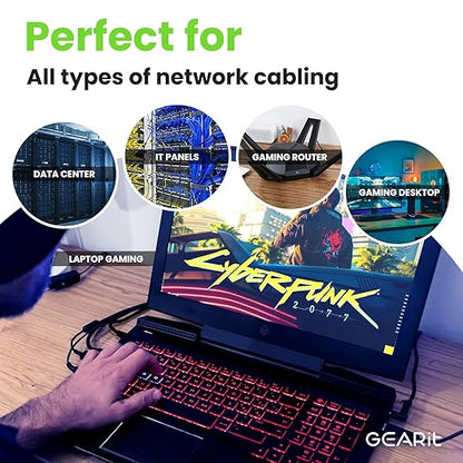 GEARit Cat 6 Ethernet Cable Pack - 50-Pack 1.5 ft Cat6 Ethernet Patch Cables | RJ45 Network Patch Cable, 10 Gbps Snagless Gold-Plated Connectors - Ethernet Cable Cat 6 for PC, TV, Router - Black