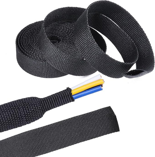 Sonoreboom 2 in 1 Heat Shrink Braided Sleeving Fabric Tubing-Ideal fit Irregular Shape Hose/Cable/Wire (1/2"(12mm), 40FT)