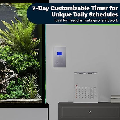 TOPGREENER Digital Astronomic Timer Switch, 7-Day Programmable Sunrise Sunset Timer for Lights, Fans, & Motors, Single-Pole or 3-Way, Neutral Wire Required, UL Listed, TGT01-HN-SV, Silver