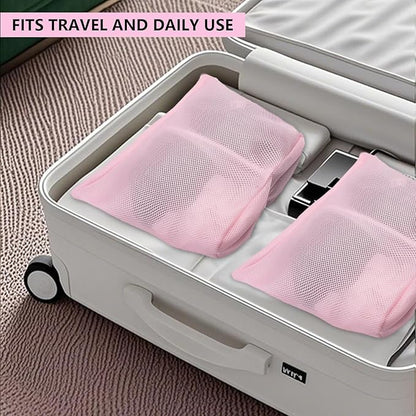 Guozcaray 2 Pcs laundry bag with handles mesh laundry bags washing machine laundry totes travel storage and sorting bag for Clothes laundry bag for delicates(Blue2N)