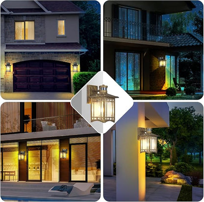 XANGQAN Bronze Outdoor Motion Sensor Lights - Dusk to Dawn Lighting Fixture for Outside House Exterior - Wall Mount Porch Lantern with Yard Front Motion Detector - Garage Patio Anti-Rust Light