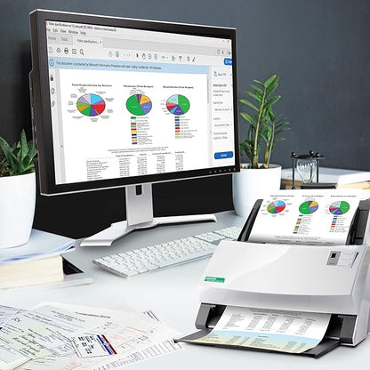 Plustek PS3140U Duplex Document Scanner, Citrix Ready & Twain Support for PC and Mac, Scan and Save Batch Documents