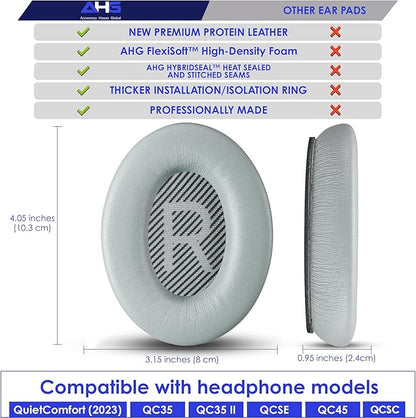 Replacement QC Ear Pad and Headband Pad Kit Cushion. Compatible with Bose QuietComfort (2023) QC45 QC35 QC35 II QC SC QC SE Wireless Noise Cancelling Headphones (Grey)