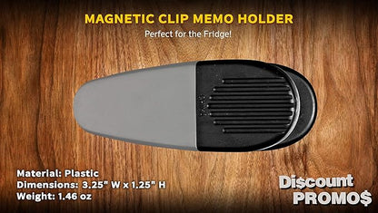 10 Magnetic Memo Holders Set - Large Clip, Plastic - Silver Black