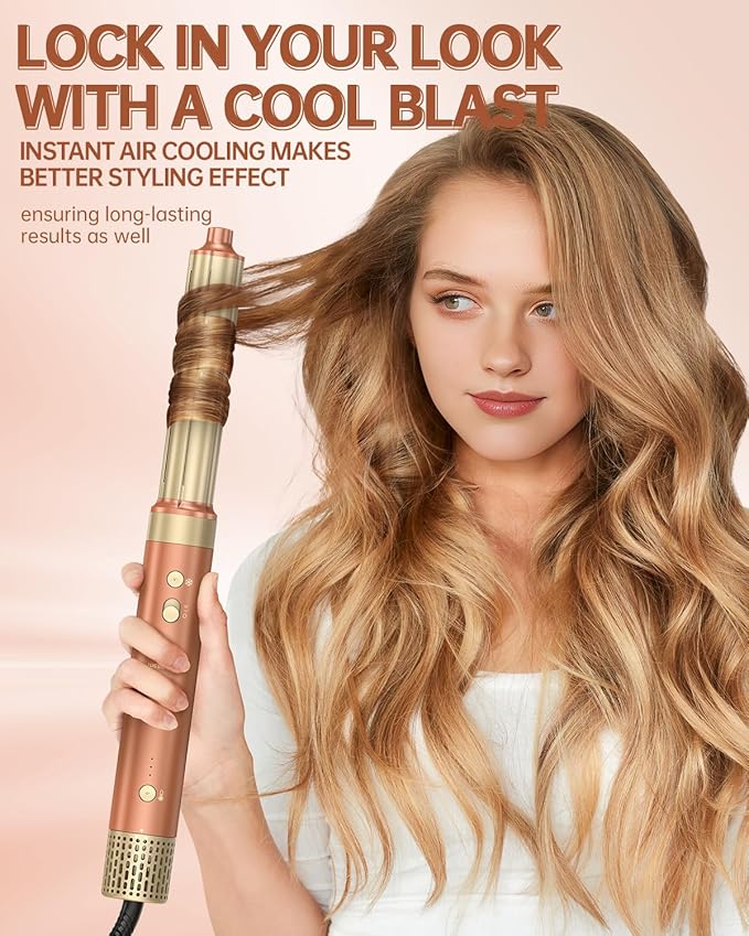 [Dual Voltage] webeauty 6 in 1 Hot Air Styler, High-Speed Negative Ionic Hair Dryer with Auto Curlers, Professional Blow Dryer Brush, Diffuser, Volumizer Multiple Styling, No Heat Damage