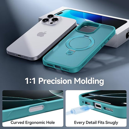 CASEKOO Designed for iPhone 16 Pro Max Case with Magnetic Invisible Stand [Military Drop Protection] [Compatible with MagSafe] Shockproof Slim Translucent Matte Promax Case 6.9 Inch, Teal