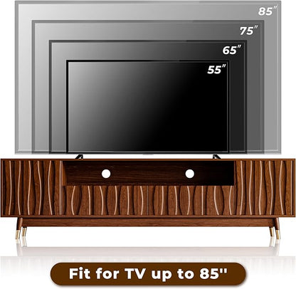 ATJafurn 78‘’ Brown Walnut Finish TV Stand for 65/75/85 Inch TVs, Mid Century Modern Wood Media Console Entertainment Center with 2 Drawers and 2 Cabinets for Living Room Bedroom