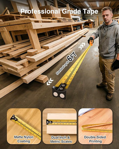 3-in-1 Digital Laser Tape Measure 328Ft Rechargeable Measuring Tool & 16Ft Auto-Lock Tape Measure Movable Magnetic Hook with Area/Volume/Pythagorean, Ft/in/M/Ft+in for Construction, Woodworking, Home