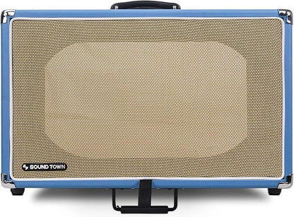 Sound Town Vintage 6U Amp Rack Case, 12.5" Depth with Rubber Feet, Dust Cover, Kickstand, Beau Blue (STVRC-6BL)