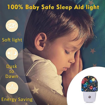 Axxitude Galaxy Space Constellation Cosmos Night Lights Plug into Wall for Girls Boys Room,Night Light LED Lamp Dusk to Dawn Sensor Round Lamp for Bedroom Bathroom Hallway Home Wall Decor Nightlight
