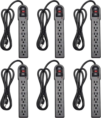 KMC 6-Outlet Surge Protector Power Strip 6 Pack
