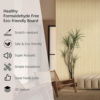 ARMURO Wall Panels for Interior Wall Decor, 2-Pack Slat Wall Paneling, Oak Wood Veneer Acoustic Wall Panels - Wall Slats 12.6" W x 94.5