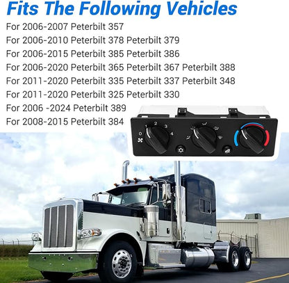 Q21-6012 AC Climate Control Module Compatible with Peterbilt 325 330 335 337 348 357 365 367 378 379 384 385 386 388 389 Trucks A/C Control Panel, Q216012 HVAC Air Temperature Controller Switch Unit