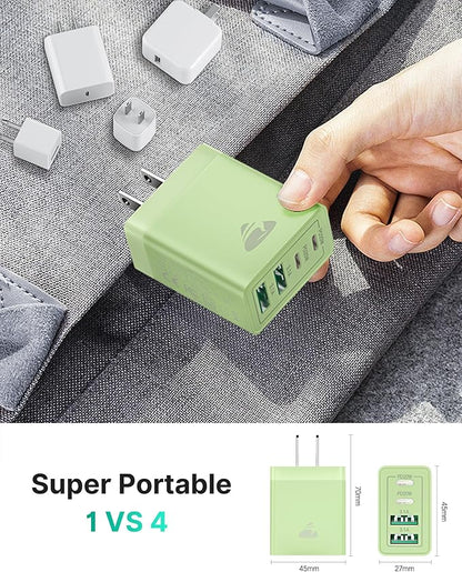 USB C Wall Charger 2-Pack, 40W 4-Port USB C Charger Block PD Power Delivery Fast Type C Charging Block Plug for iPhone 16/15/14/13/12/11/Pro Max, XS/XR/X, iPad, Samsung, Android Phones Charger Cube