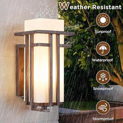 EERU Oil Rubbed Bronze Porch Light Dusk to Dawn Outdoor Sconce Matte Brown Wall Lantern with Frosted Glass Outside House Lighting Waterproof Exterior Light Fixture for Patio Yards Garage Front Door
