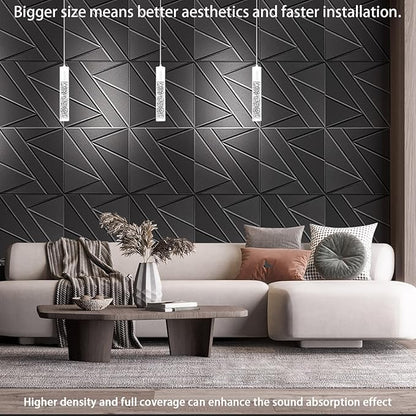 8 Pack Self-Adhesive Soundproof Wall Panels, 15.7 x 15.7 x 0.47 in Sound Proof Foam Panels for Walls, 1.2lb/ft³ High Density, Thicker 0.47in, Large Size Acoustic Panels, Sound Dampening Panels Black