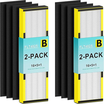 Hfunmo Filter B, FLT4825 Filter Replacement for Guardian AC4825 AC4825E AC4300 AC4800 AC4850 Air Purifier – 2 True HEPA Filters & 6 Pre-Filters (2-Pack)