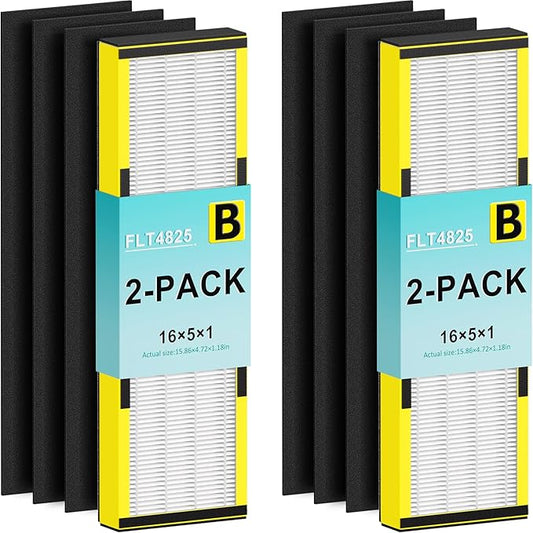 Hfunmo Filter B, FLT4825 Filter Replacement for Guardian AC4825 AC4825E AC4300 AC4800 AC4850 Air Purifier – 2 True HEPA Filters & 6 Pre-Filters (2-Pack)