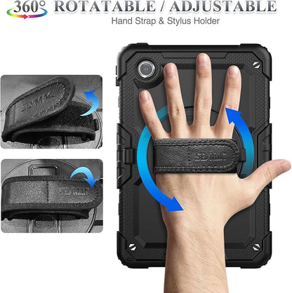 SEYMAC stock Tablet Case for Lenovo Tab M11 (TB-330FU/TB-330XU) 11 inch Drop-Proof Protection Cover with 360° Rotate Stand & Strap [Pen Holder] & Screen Protector/K11/Xiaoxin Pad 2024, Black