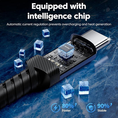 USB C Cable [2Pack, 3.3ft] 240W Fast Charging Type C Cord, Nylon Braided USB 2.0 Cable for iPhone 17 16 15 Pro Plus Pro Max Air, iPad Pro, Samsung Galaxy S24 S23, Switch, MacBook Pro, Pixel-Blue