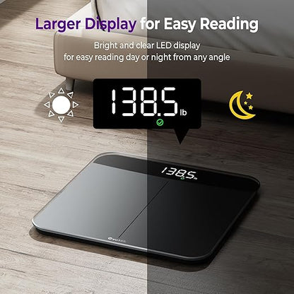 Ovutek Bathroom Scales Digital Weight, Topnotch Quality 450lb Weight Scale, Most Accurate to 0.05lb, Automatic Weighing Scale for Body Weight, Baby, Pet, Larger LED, Sturdy and Durable Base Machine