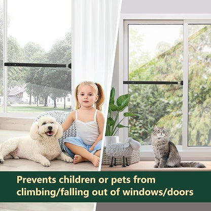 WooFog Adjustable Window Security Bars Vertical, Heavy Duty Sliding Patio Glass Door Lock Bar with Rubber Feet, 17-32 inch Window Safety Stopper for Up and Down Windows -Black 4 PCS Patented