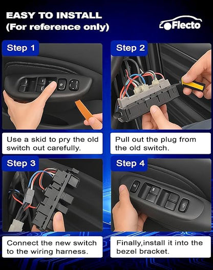 Flecto Master Power Window Switch Driver Side 15883318 with Door Lock & Bezel Compatible with 2003-2007 Chevy Silverado 1500 2500 3500 2003-2007 GMC Sierra 1500 2500 3500 Replace 920-023