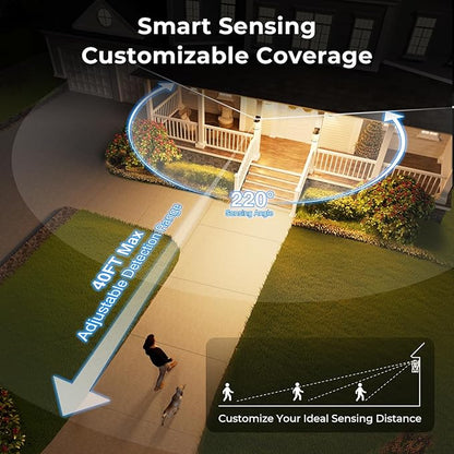 VIANIS Large Adjustable Sensitivity Motion Sensor Exterior Porch Lights, 2 Pack White Dusk to Dawn Outdoor Lighting, Anti-Rust Waterproof Front Porch Light for Garage, Front Door