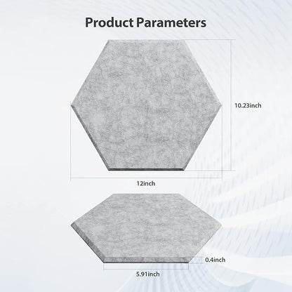 Amantech 12 Pack Acoustic Panels Self Adhesive Sound Proof Foam,High Density Sound Acoustic Foam Panel,12X10.23X0.4 Inch Hexagon Wall Panels in Home,Office,Reccording Room,Studio(Silver Gray)