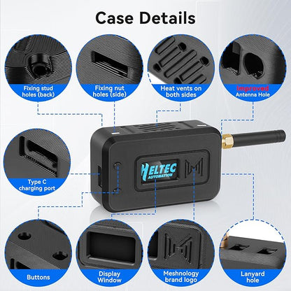 Meshnology Case for LoRa ESP32 V3 Module Board Device Set - Development Board Antenna 3000mAh Battery All-in Enclosure OLED Screen Protection Shell with Type C Interface (N35, Black)