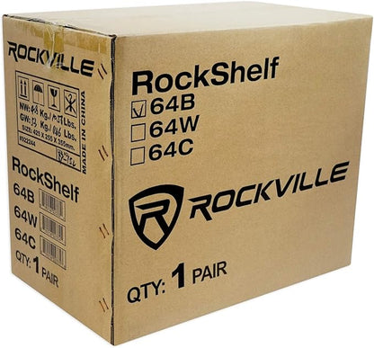 Rockville Pair RockShelf 64B V2 400W Black 6.5" Bookshelf Speakers, 4 Ohm, Kevlar Woofers, Silk Dome Tweeter, Wall-Mountable, for Home Theater and Music Enthusiasts