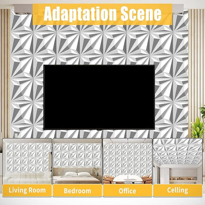 33-Piece 3D Embossed PVC Wall Panel Set – 12x12 Inch Textured Wall Decor – Quick Install, Water-Resistant – Modern Accent Panels for Living Room, Game Room, Bedroom – 33 Sq.Ft. Total Coverage