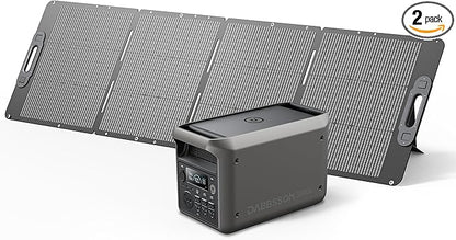 DABBSSON 3072Wh Solar Generator with 210W Solar Panel, Semi-Solid LiFePO4, 3000W AC Output×6,TT-30×1 for Charging RV,P-Boost 3600W,Lightweight,1.3X Runtime,3000L Power Station for Camping Home Backup