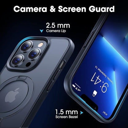 CASEKOO Designed for iPhone 16 Pro Case with Magnetic Invisible Stand [Military Drop Protection] [Compatible with MagSafe] Shockproof Translucent Matte Slim Phone Cover 6.1", Black