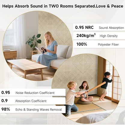 Autorific Acoustic Wall Panels,6 Pack Total Size 72 x 48 Inches,Self-Adhesive Decorative Acoustic Panels for Wall and ceiling,3D UV Printing with Wood Look,Rustic Oak