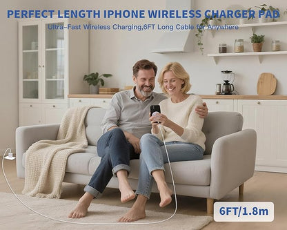 [Apple MFi Certified]25W Magnetic Wireless Charger for iPhone,Qi2.2 Certified 6FT Fast Apple MagSafe Charger Wireless Charging Pad for iPhone 17/17Air/16 ProMax/15 ProMax/14/13/12/AirPods3/2/Pro/Pro2