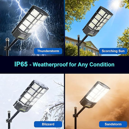 Lorrtta Solar Lights Outdoor Waterproof, 22 Inch Solar Street Light with 380 Ultra Bright 5730 LED, Solar Dusk to Dawn Lights with Remote Control, IP65 Motion Lights for Outside, Parking Lot (2 Pack)
