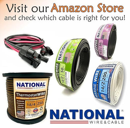NATIONAL Wire&Cable - 16/4 Audiophile Speaker Wire (100 Feet) 16AWG Gauge - Made in USA - in Wall Audio Speaker Wire Cable/CL Rated/ETL Listed / 2 Conductors - OFC Oxygen-Free Copper, White 100ft