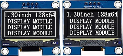 Haldzemo 1.3 inch OLED Display Module I2C IIC 128x64 LCD Screen S H1106 12864 Compatible Arduino (2 Pack, White)