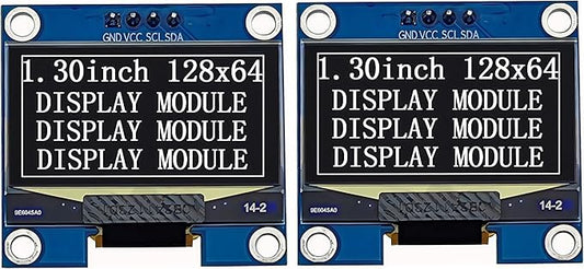 Haldzemo 1.3 inch OLED Display Module I2C IIC 128x64 LCD Screen S H1106 12864 Compatible Arduino (2 Pack, White)