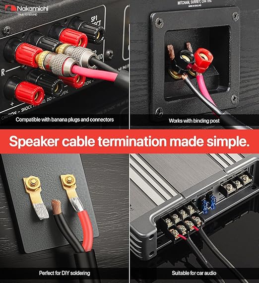 Nakamichi 14/2 (100-Foot) in-Wall & Direct Burial (UL CL2 CL3 Rated) Oxygen-Free Copper (OFC) 2-Conductor Speaker Cable Wire, Outdoor In-Ground, in-Ceiling, Riser, Black (14AWG / 100ft / 30.48m)