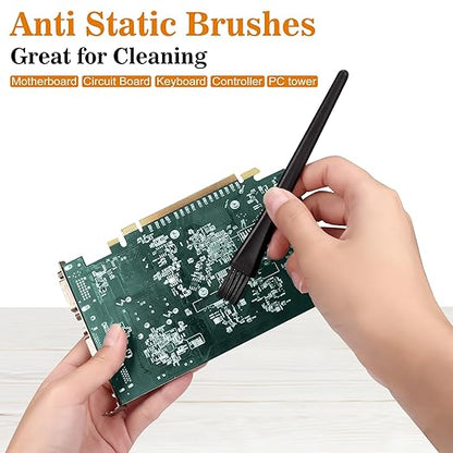Small Portable Nylon Anti Static Brushes Electronics Computer Keyboard Laptop Cleaning Brush Kit (Black, Set of 8)