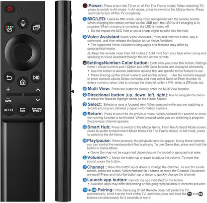 Voice Replacement Remote for All Samsung TV QLED 4K 8K UHD/Crystal UHD 4K/ NEO QLED SeriesTVs Q60A Q70A Q80A QN85A QN90A QN800A Series